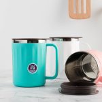 Stainless steel insulated coffee mug with lid