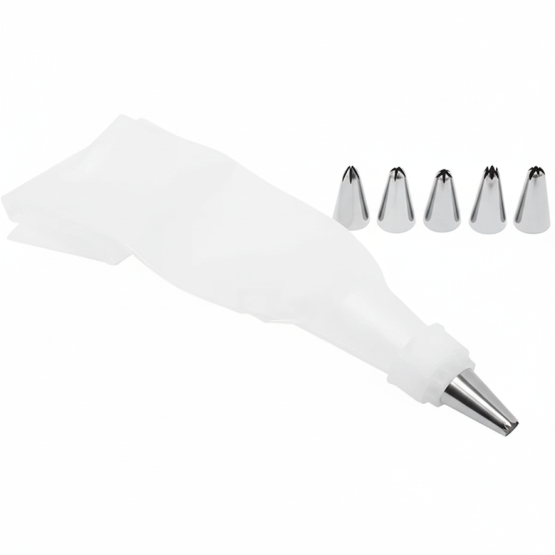 1760242614_Gemini_Generated_Image_vvaevlvvaevlvvae Reusable Silicone Piping Bag with 6 Stainless Steel Tips - Image 1