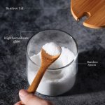 3 pcs glass Spice Jars with Bamboo Lids & Wooden Storage Tray - Image 2